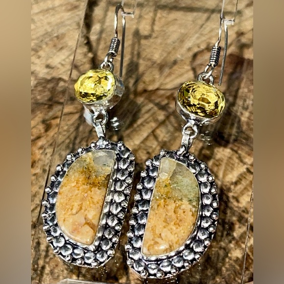 “The Relief Stone” Mariposite Earrings 2 1/2” - Picture 1 of 8
